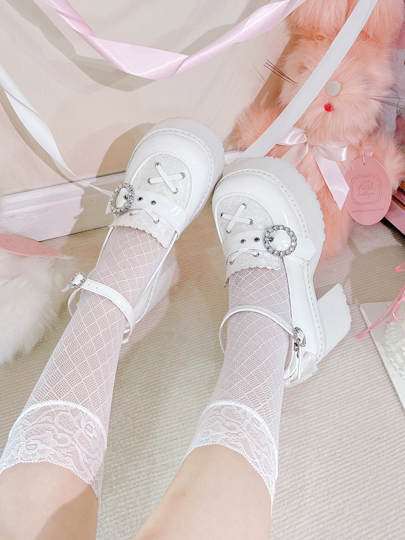 Transfer Student EGL Diamond Wreath Platform High Heels Shoes - Sugarplum Store