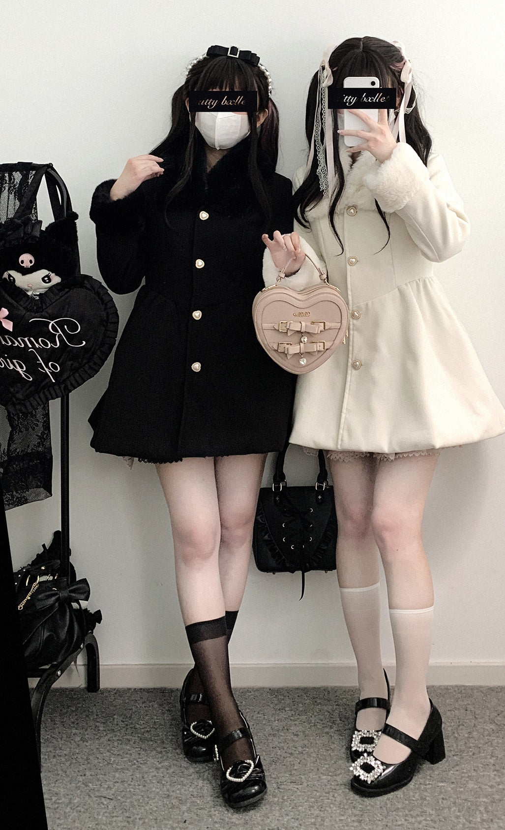 Kitten Bullet Confession Poem White Pink Black Blue Coat Dress Overcoat - Sugarplum Store