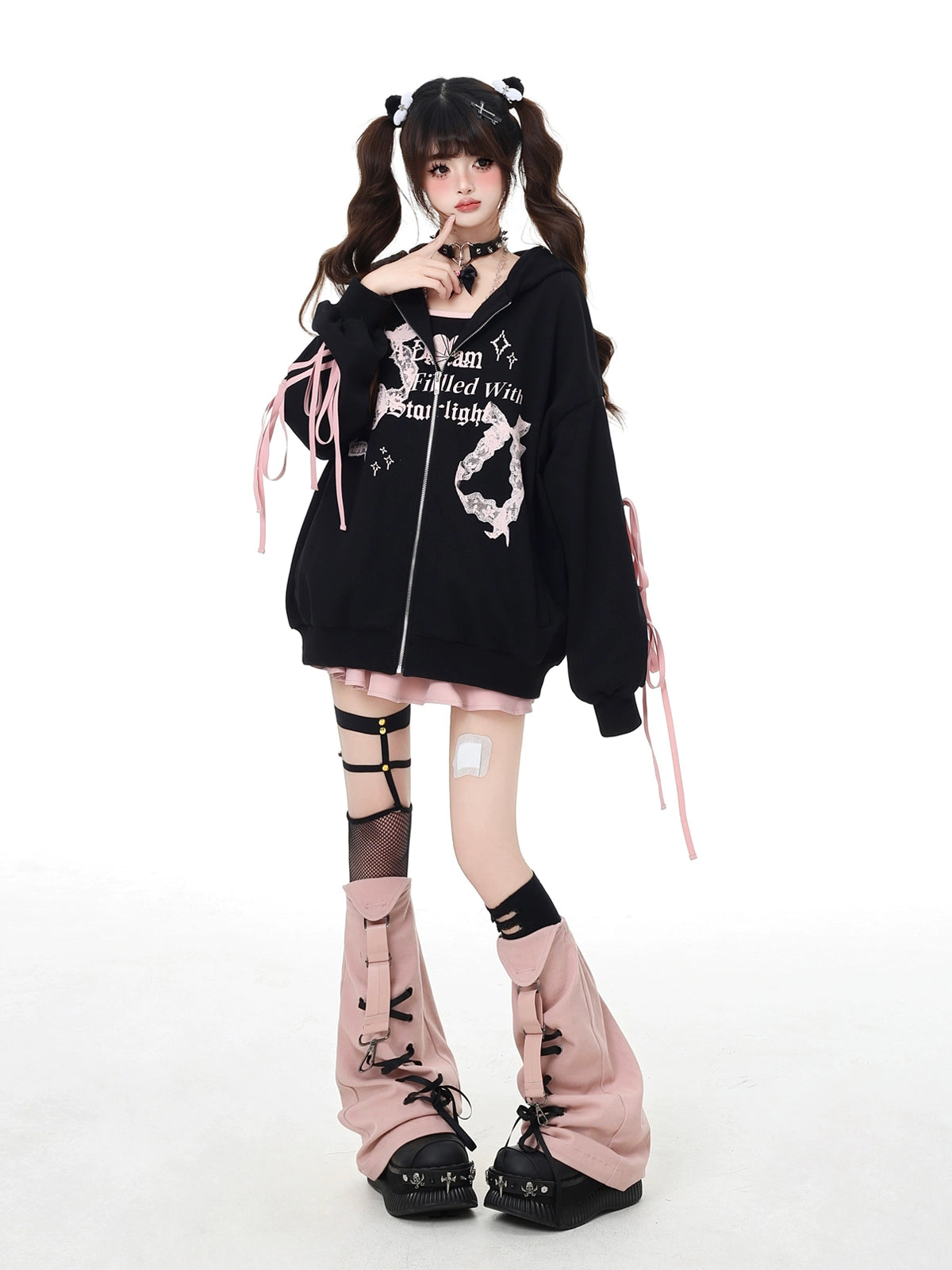 Crazy Girl Ballet Overture Pink Black Hoodie Jacket - Sugarplum Store