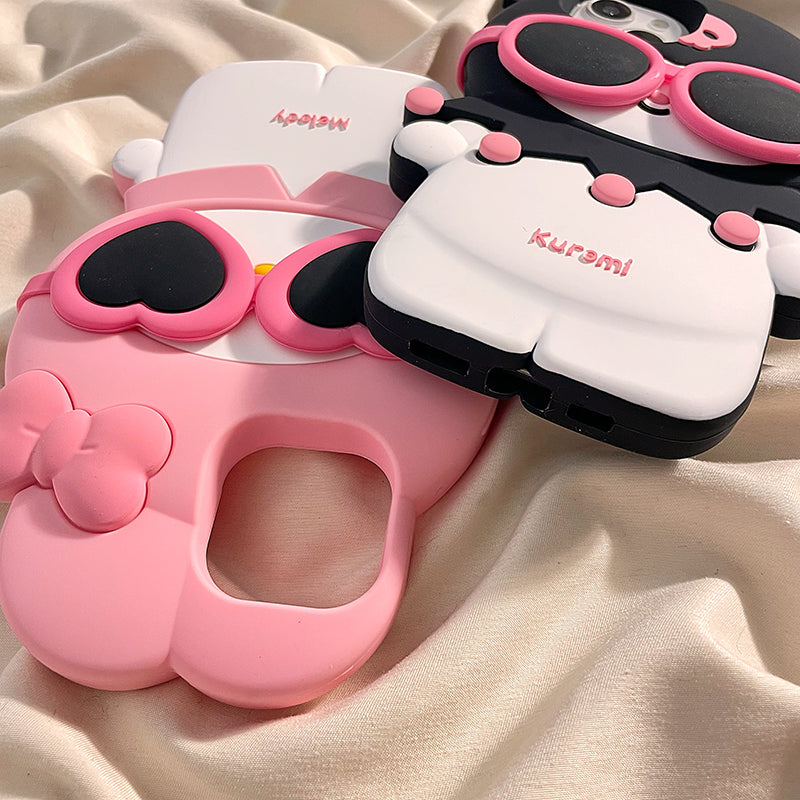 Cool Summer Melody & Purple Devil Sunglasses Cartoon Silicone iPhone Phone Case - Sugarplum Store