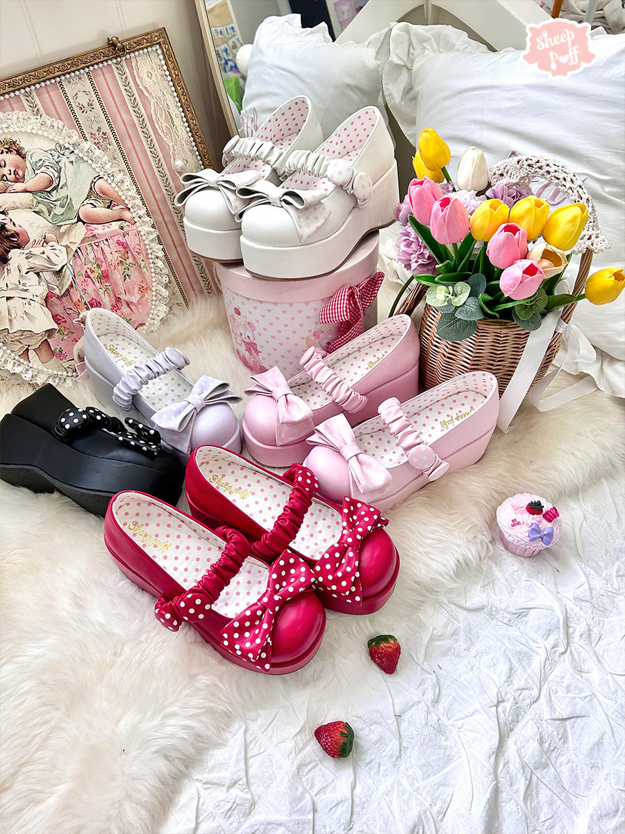 Puffy Sheep EGL Polka Dot Bow Platform Shoes - Sugarplum Store