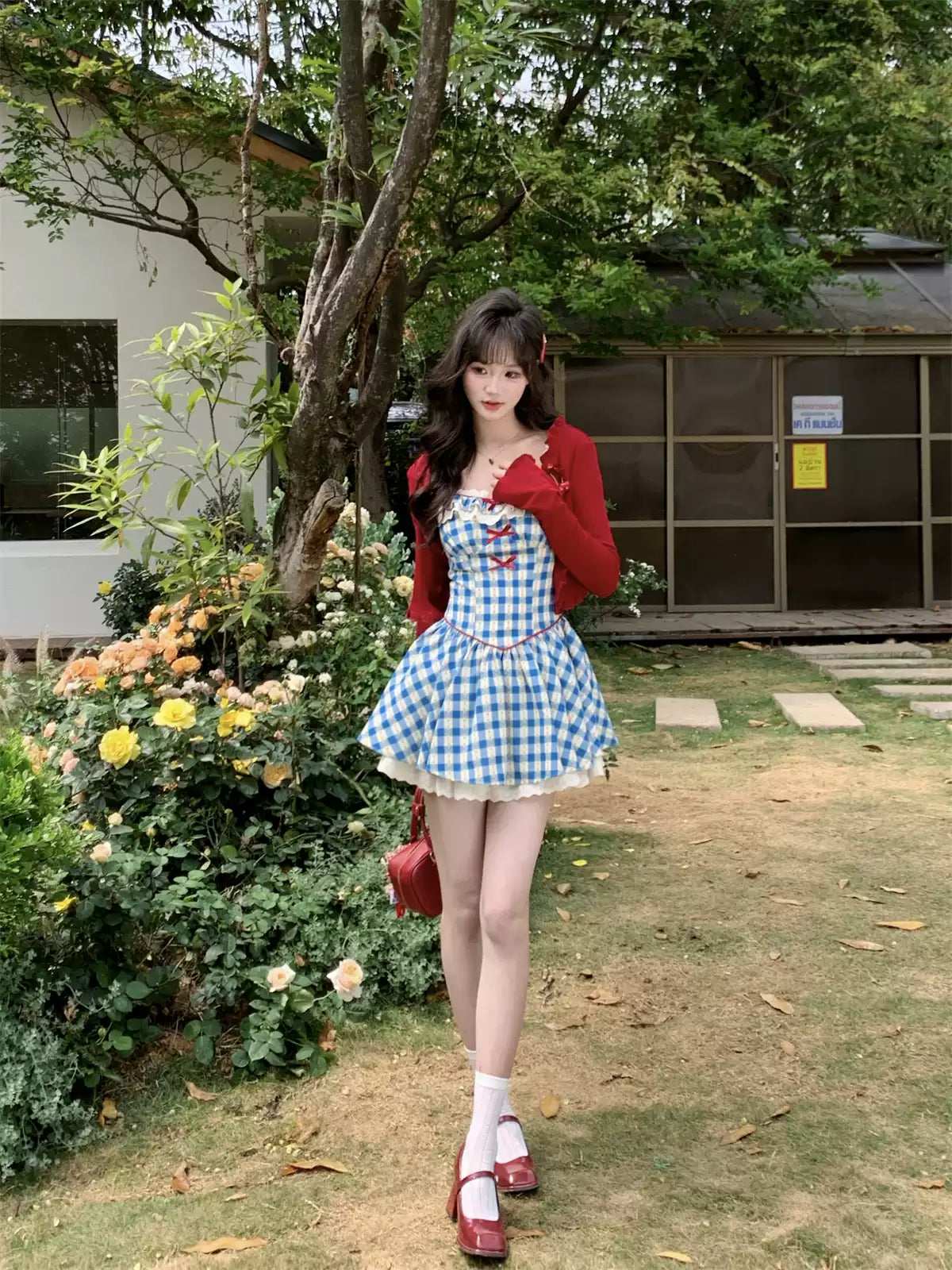 Acacia Cupid Arrival Blue Plaid Dress