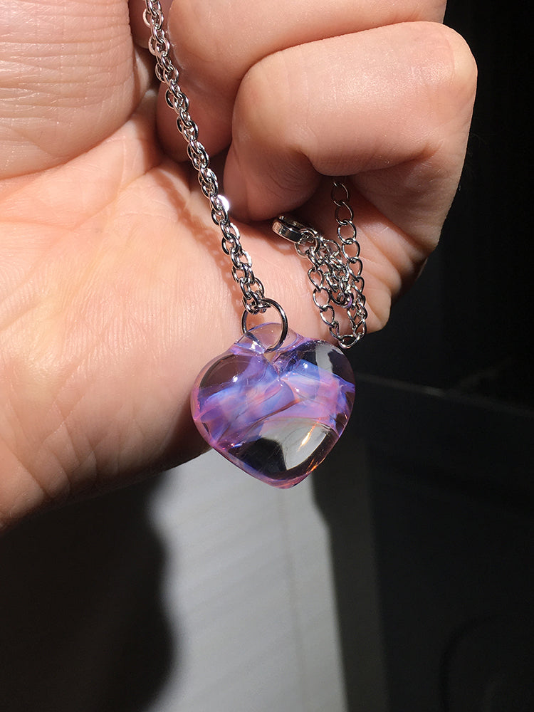 Candy Girl Crystal Transparent Heart Power Energy Chains Necklace Pendant - Sugarplum Store