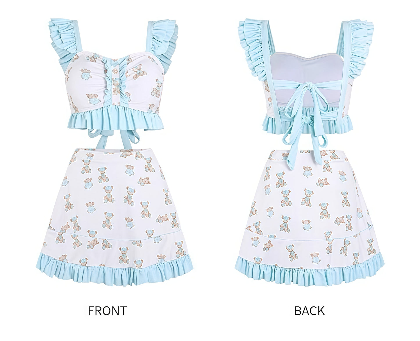 Blue Bear Ruffle Two Piece Swimsuit - Sugarplum Store