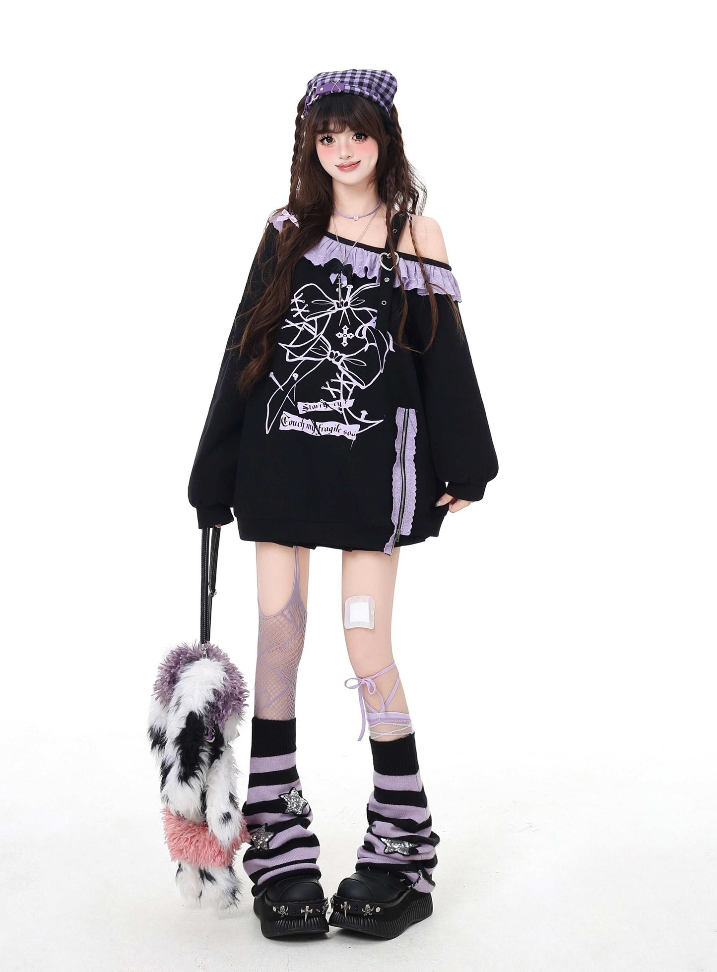 Crazy Girl Love in Crisis Purple Off Shoulder Sweater Top