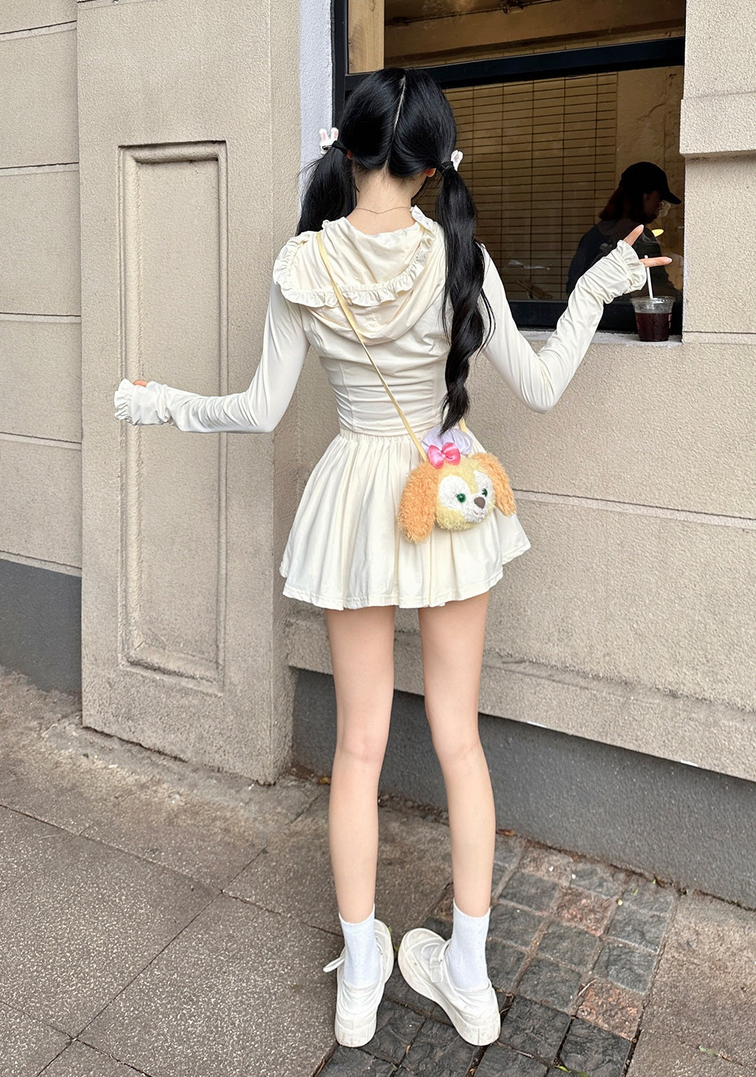 Lotus Milk White & Pink Uv Protection Jacket Skirt Two Piece Set - Sugarplum Store