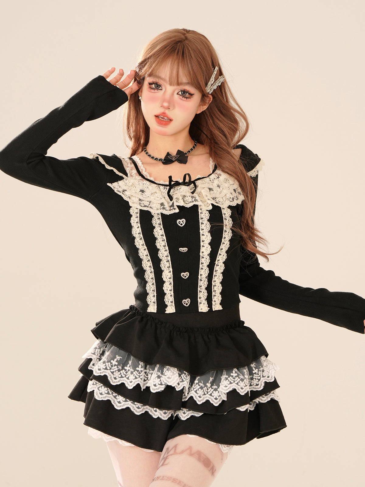 Young Eyes Coquette Square Collar Lace Black Gray White Shirt Top Sugarplum Store Young Eyes Coquette Square Collar Lace Black Gray White Shirt Top Sugarplum Store