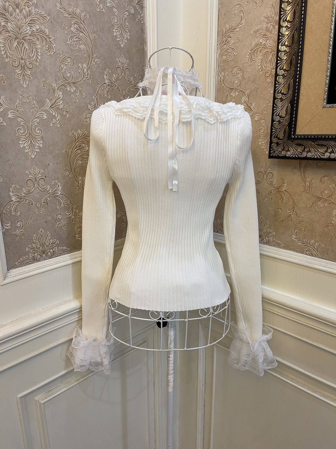 Sweetheart Princess Fantasy Flower White Halter Neck Knit Sweater Top & Pink Skirt Two Piece Set - Sugarplum Store