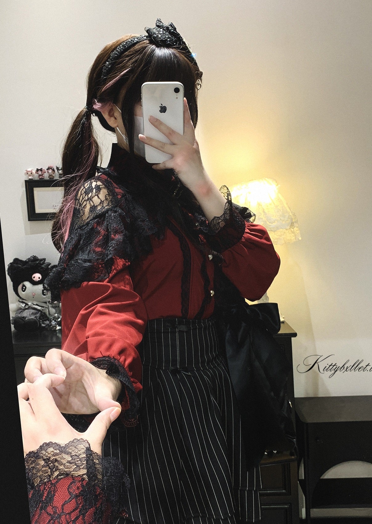 Kitten Bullet Love Ban Stripe & Lace Mini Skirt - Sugarplum Store