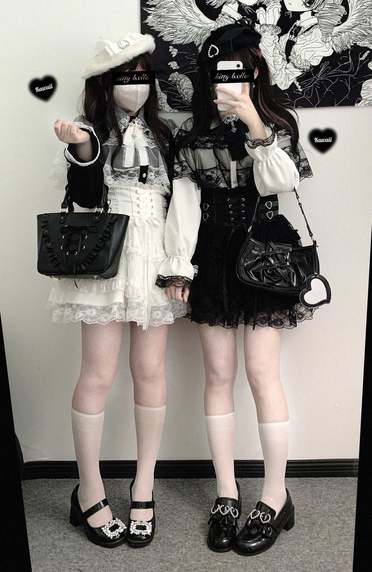 Kitten Bullet Winter Confession Black White Winter Beret Hat - Sugarplum Store