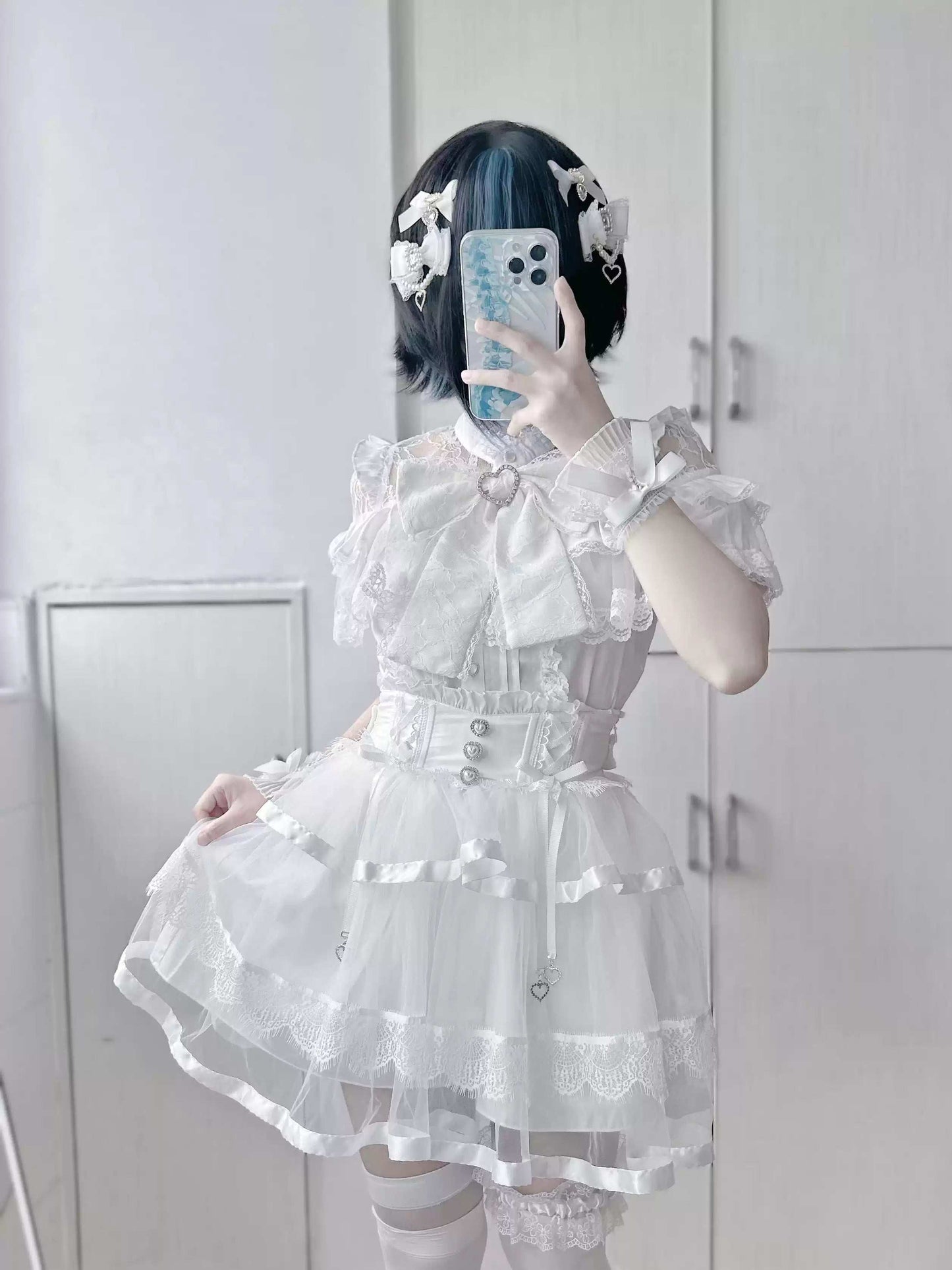 Virtual Paradise Lace Mesh Top & Skirt Two Piece Set