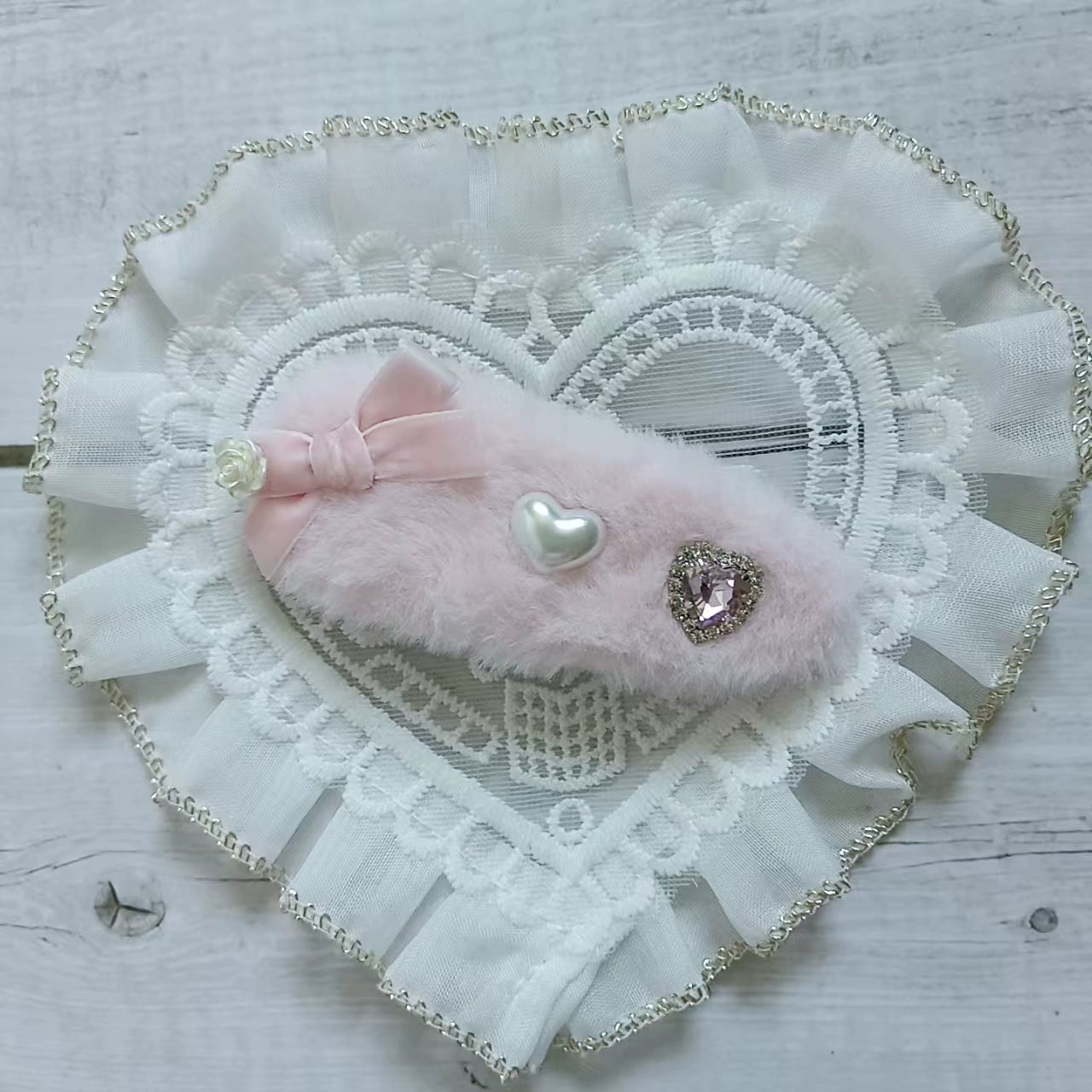 Jirai Kei Pearl Fuzzy Fur Hair Clips Hair Accessories