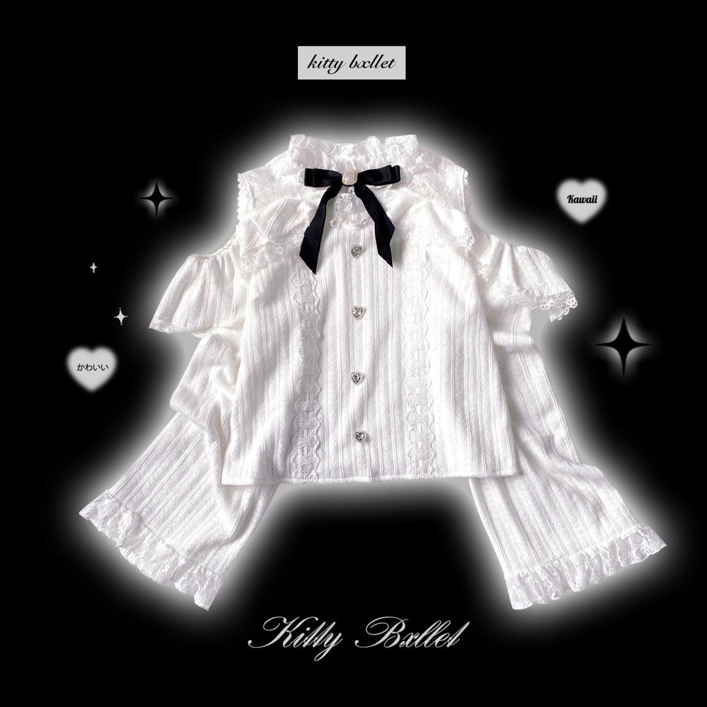 Kitten Bullet Love Lace Long Sleeve Blouse Top