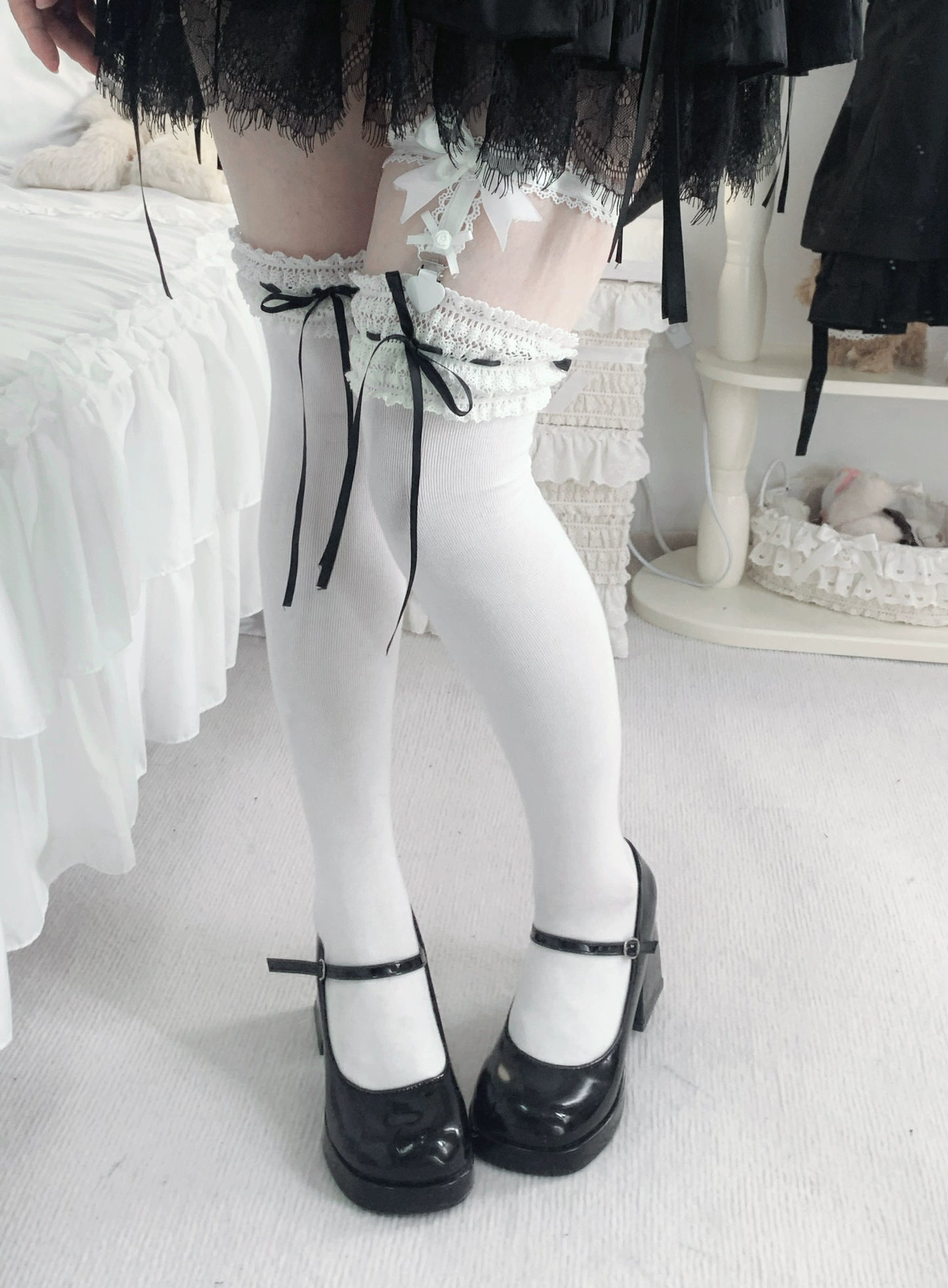 Gentlewoman Pink Blue Black White Lolita Socks - Sugarplum Store