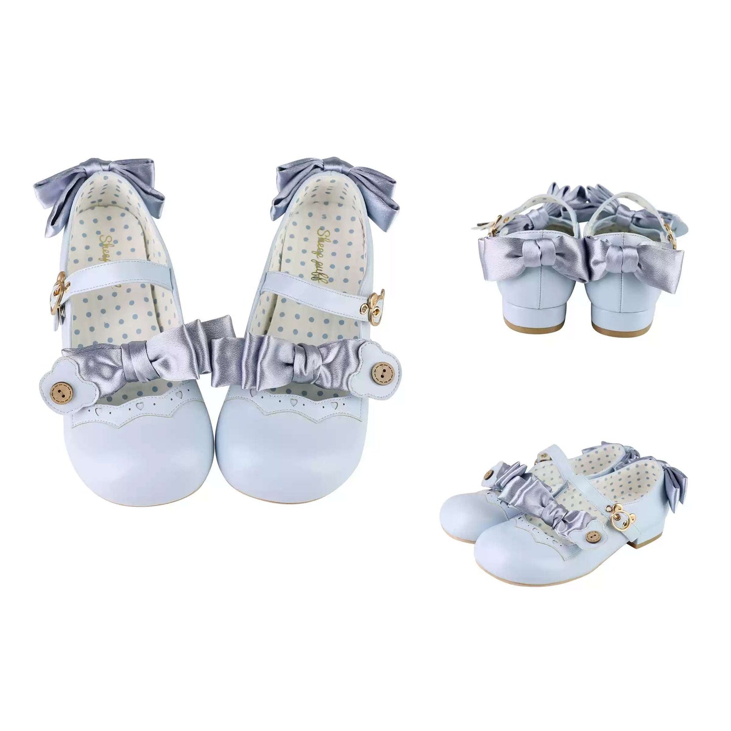 Puffy Sheep Lolita Teddy Bear Buckle 1.0 Mary Jane Flat Shoes