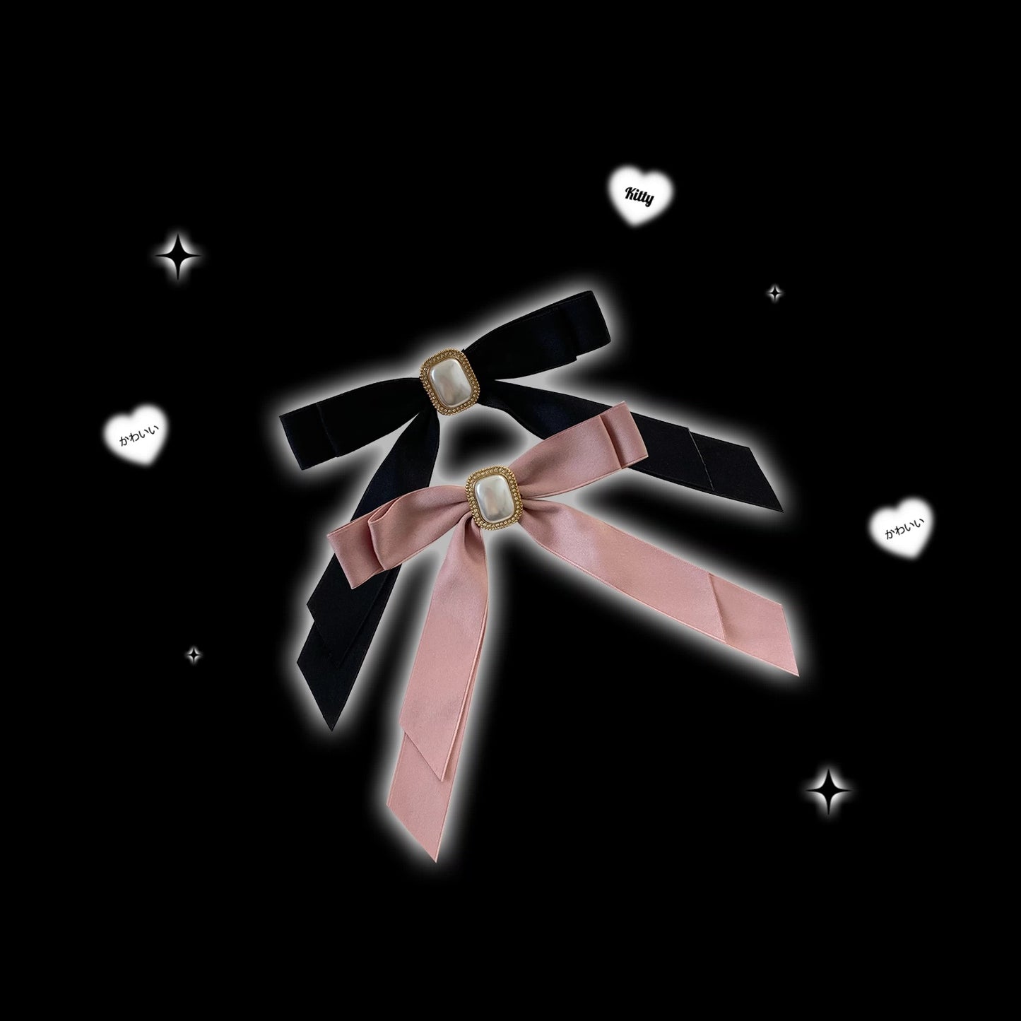 Kitten Bullet Brooch Black White Bow Accessories - Sugarplum Store