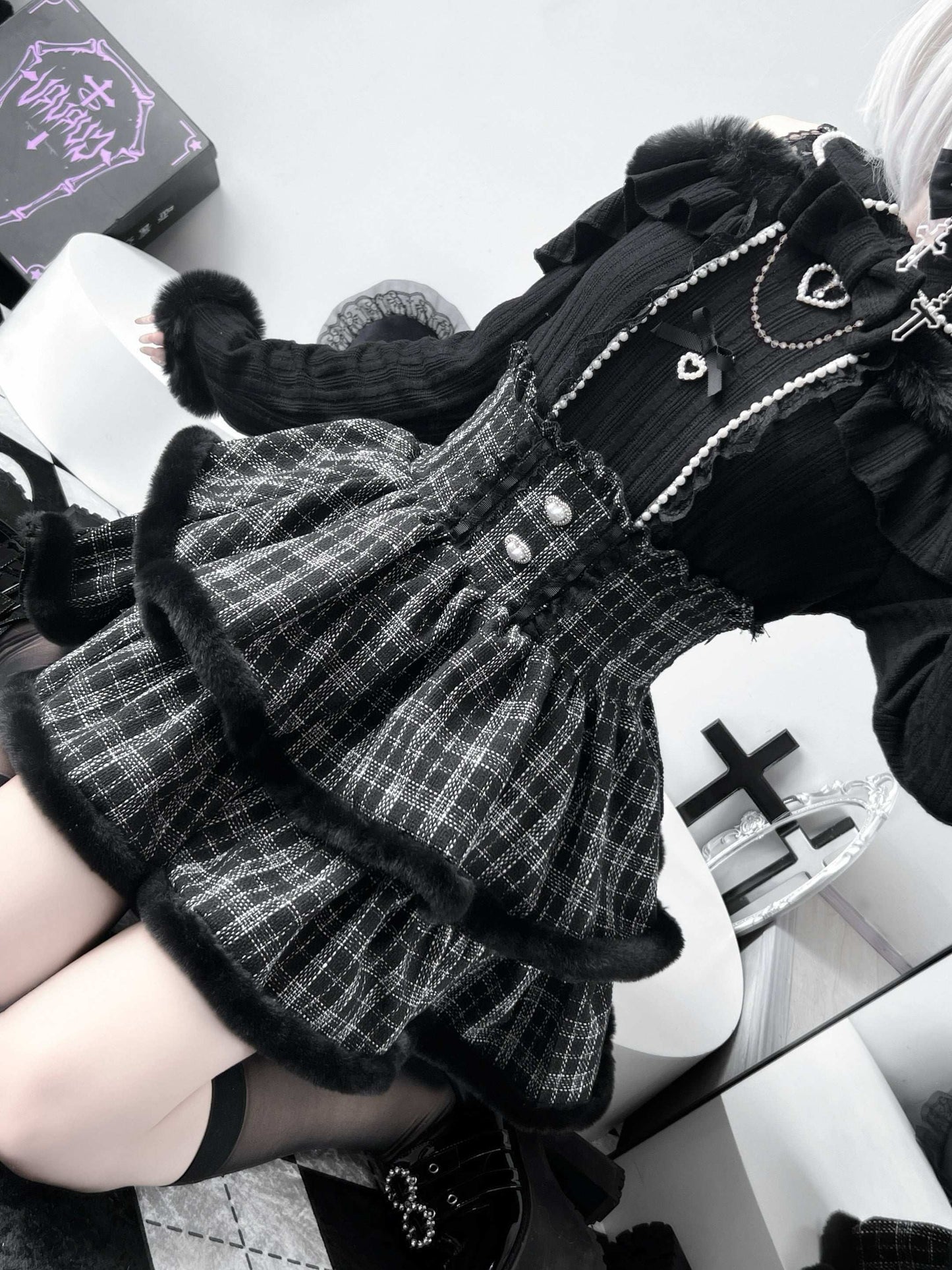 Virtual Paradise Pearl Heart Knit Top & Skirt Two Piece Set