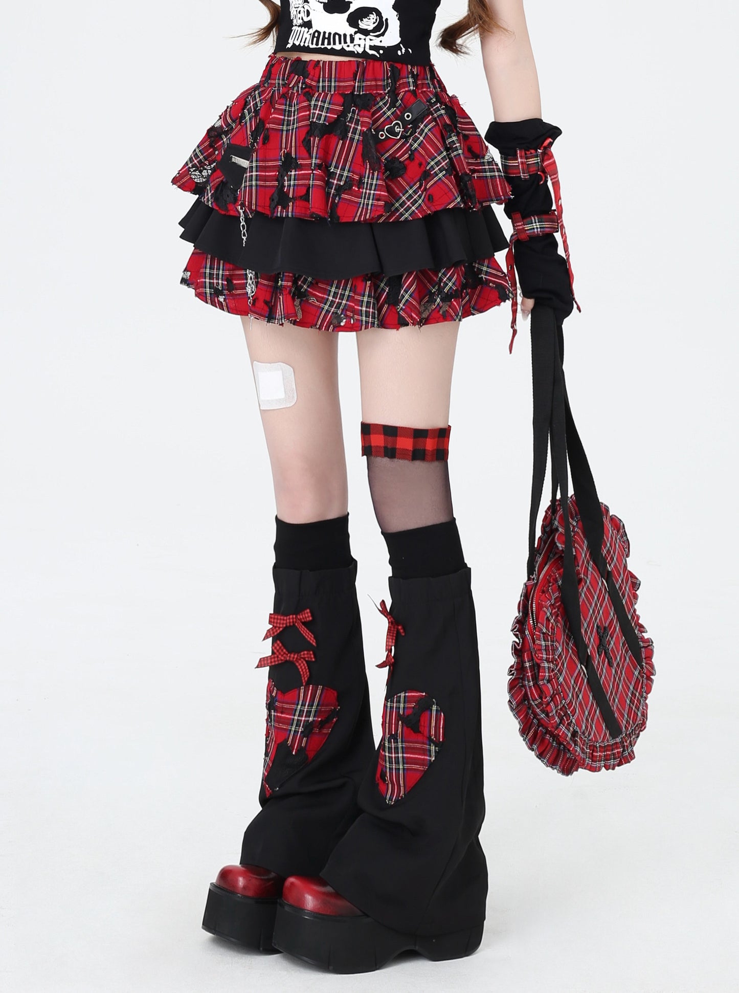 Crazy Girl Sister of Destruction Red Tartan Short Skirt - Sugarplum Store