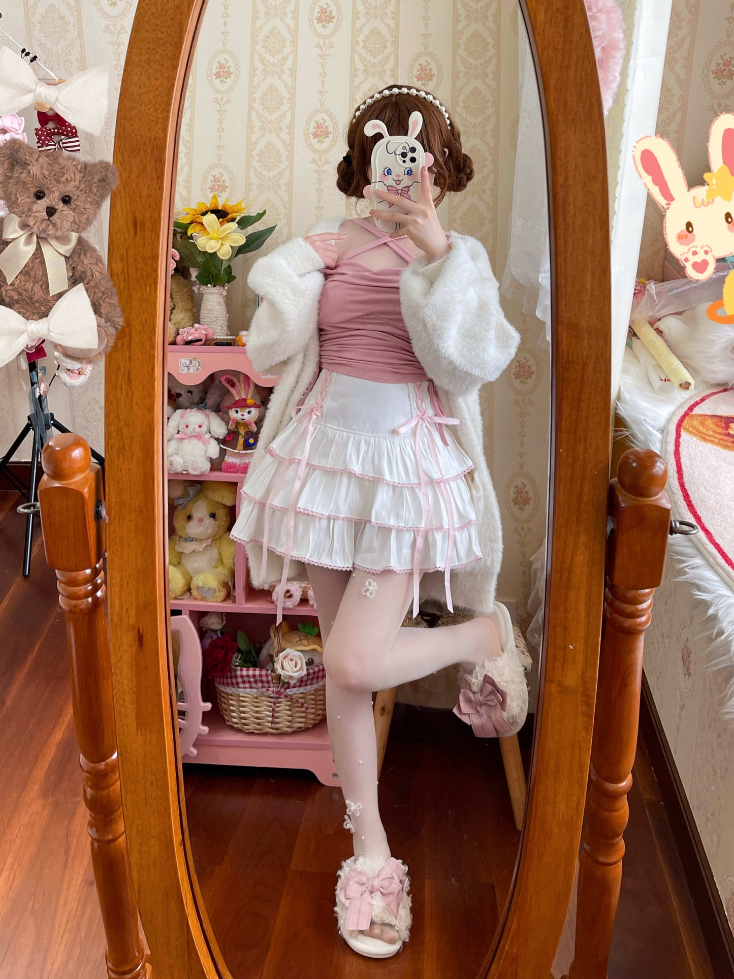 Sweet Colorful Pastel Doll Ruffled Bow Cake Layered Mini Skirt - Sugarplum Store