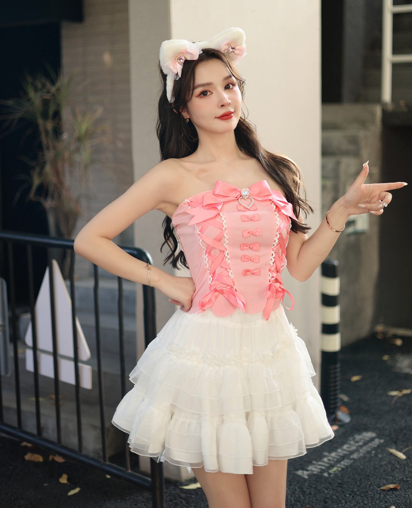 Sweetheart Princess Plush Cat Ears Diamond Heart Winter Hairband Headband - Sugarplum Store