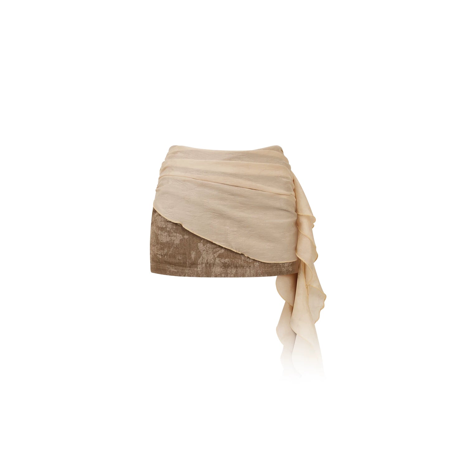 Beige and brown layered skirt on a white background