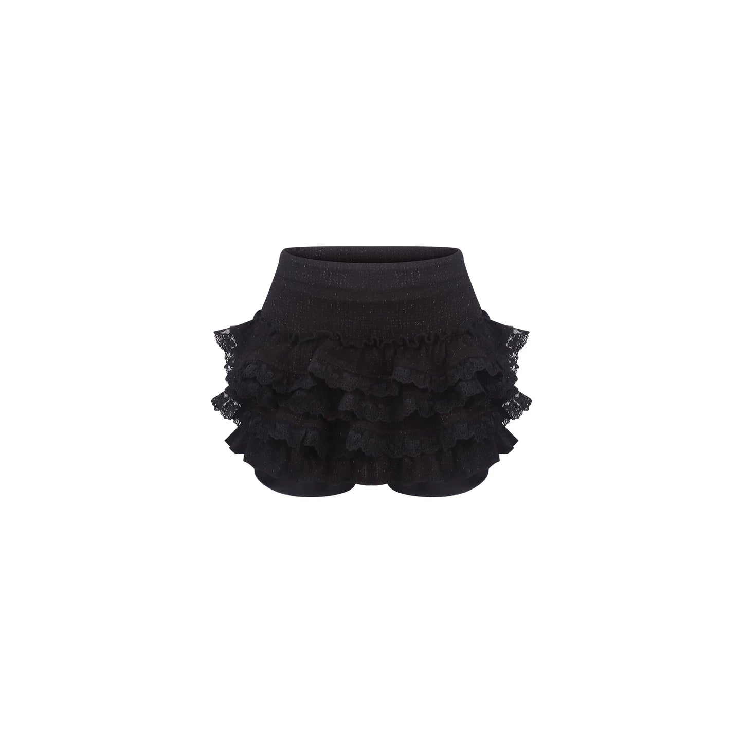 Black ruffled skirt on a white background