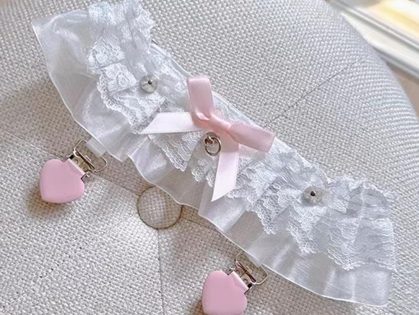 Pinky Princess Pink Bow Lace Coquette Winter White High Boots Shoes - Sugarplum Store