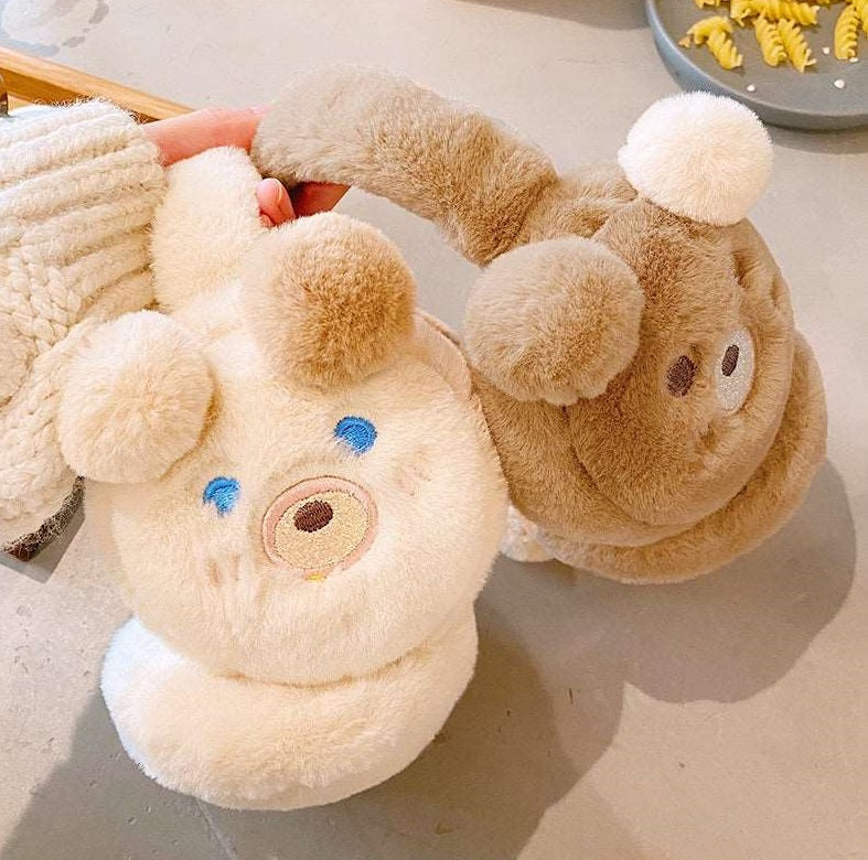 Cute Bear Teddy Ears Sweet Hood Plush Thick Warm Winter Protection Earmuffs - Sugarplum Store