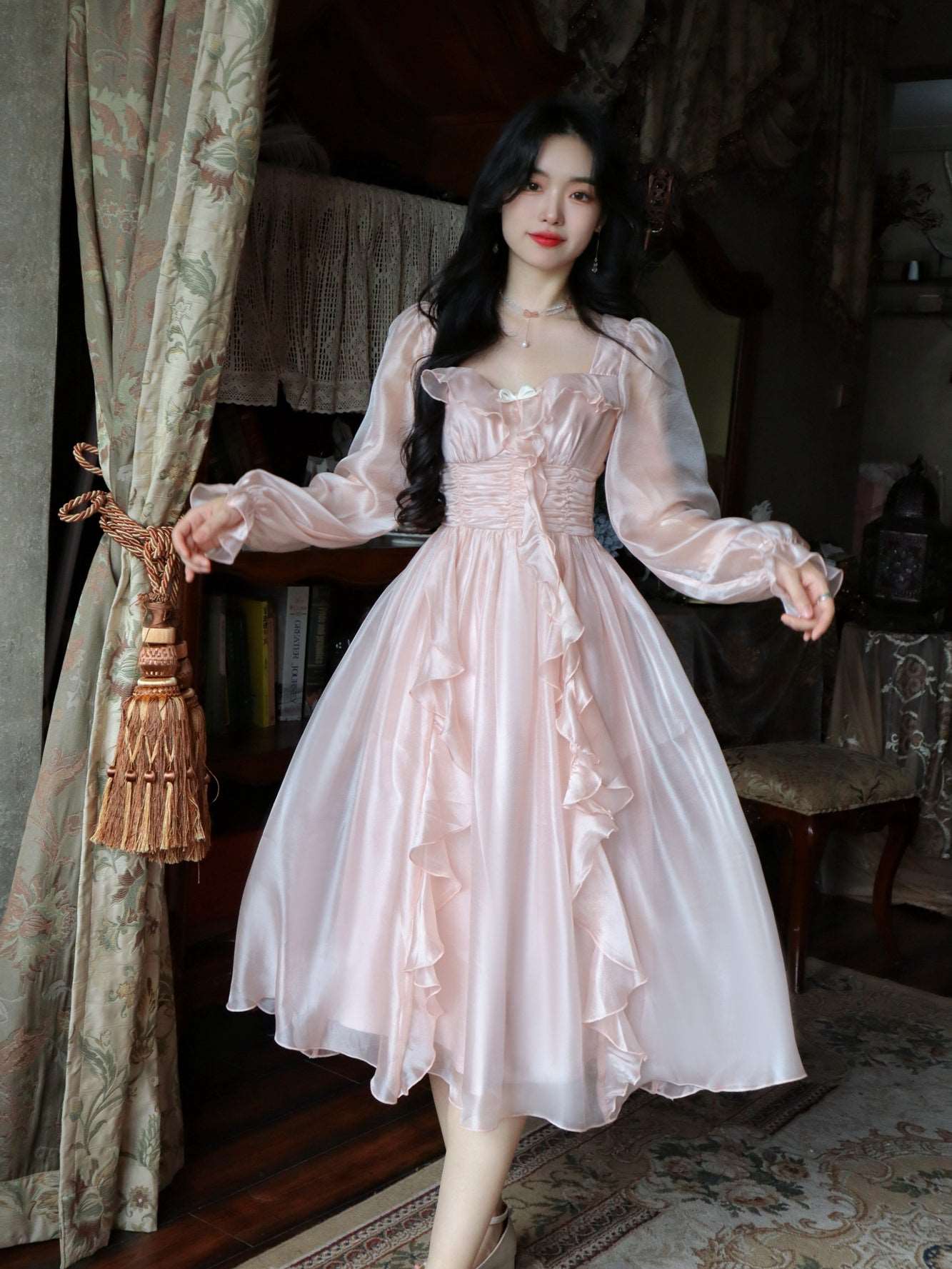 Blue Angel Ruffled Flower Floral Princess Fairytale Pink Dress Blue Angel Ruffled Flower Floral Princess Fairytale Pink Dress