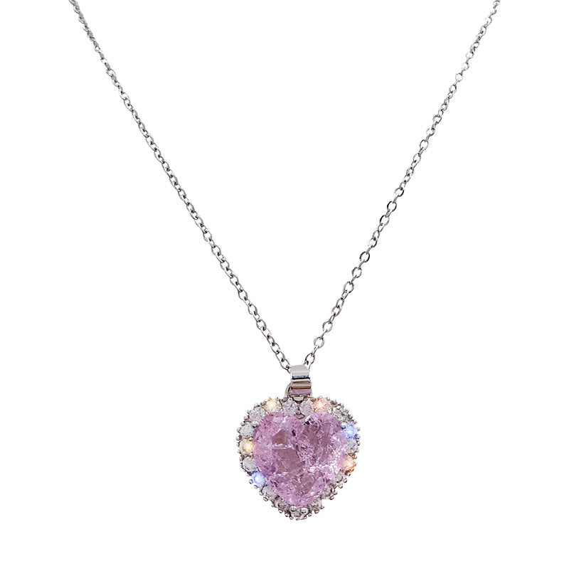 Luxury Sweet Icy Girl Pearl Diamond Heart Pendant Necklace - Sugarplum Store