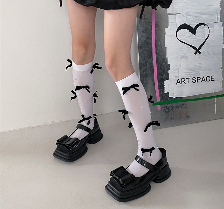 Sexy Bow Transparent Tights Stockings Socks - Sugarplum Store