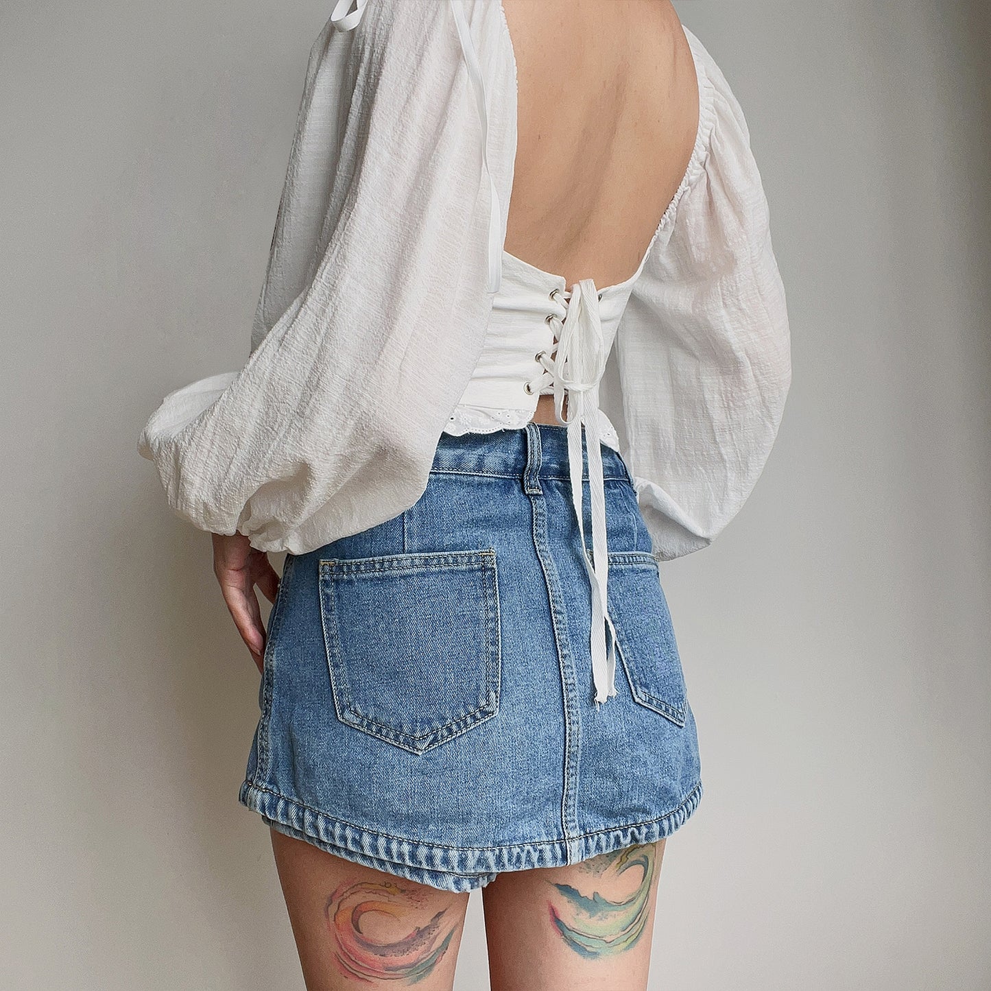 Summer Square Neck Lace Bow Lantern Sleeve White Shirt Top - Sugarplum Store