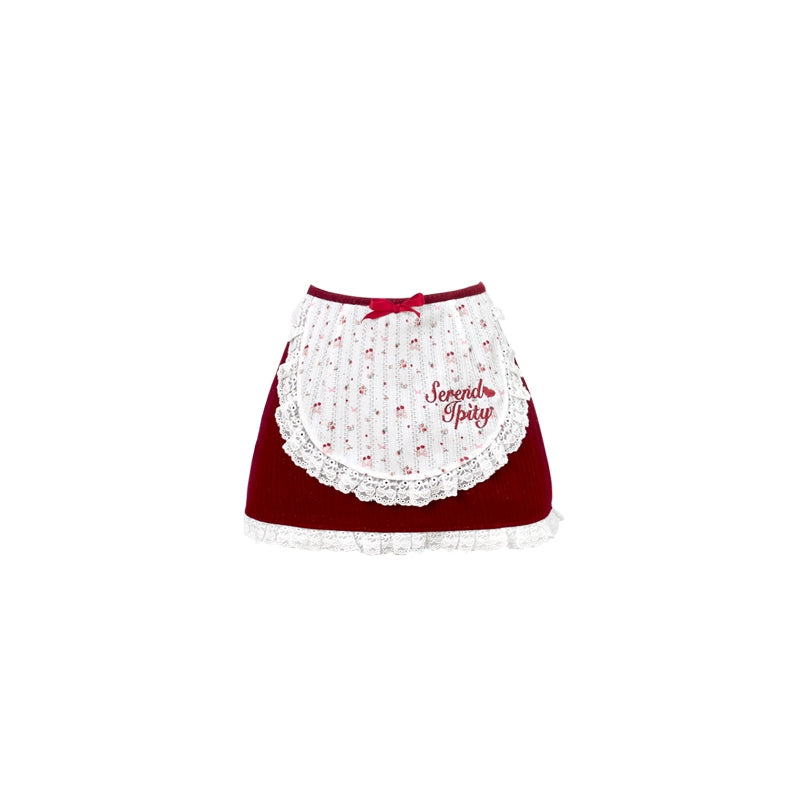 Serendipity Dessert Red Velvet Cami Cardigan Skirt Three Piece Set