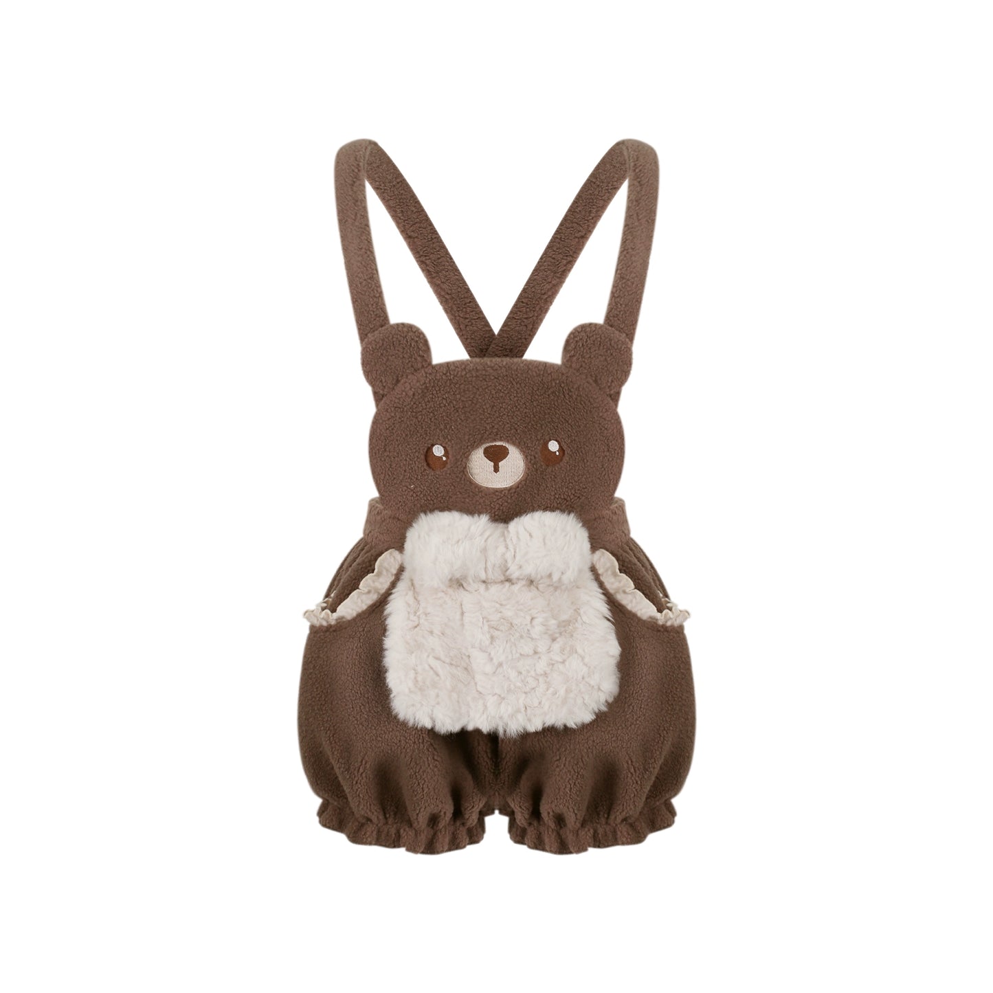 Serendipity Little Bear Bakery Sweater Hoodie Brown Overalls Three Piece Set