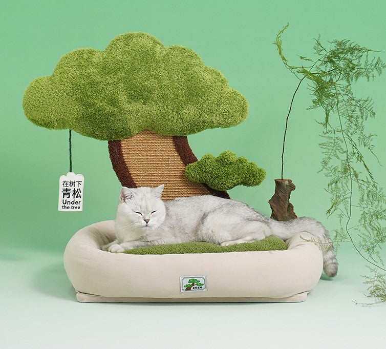 cats and bonsai trees Under the Tree Peaceful Bonsai Decor Cats Dogs Pets Beds House Scratch – Sugarplum Store