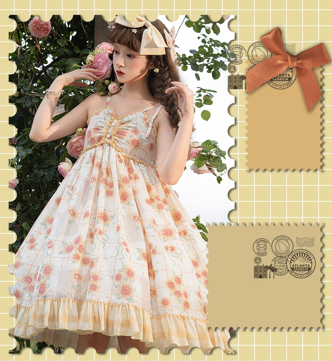 Sunshine Sunflower Floral Strap Dress