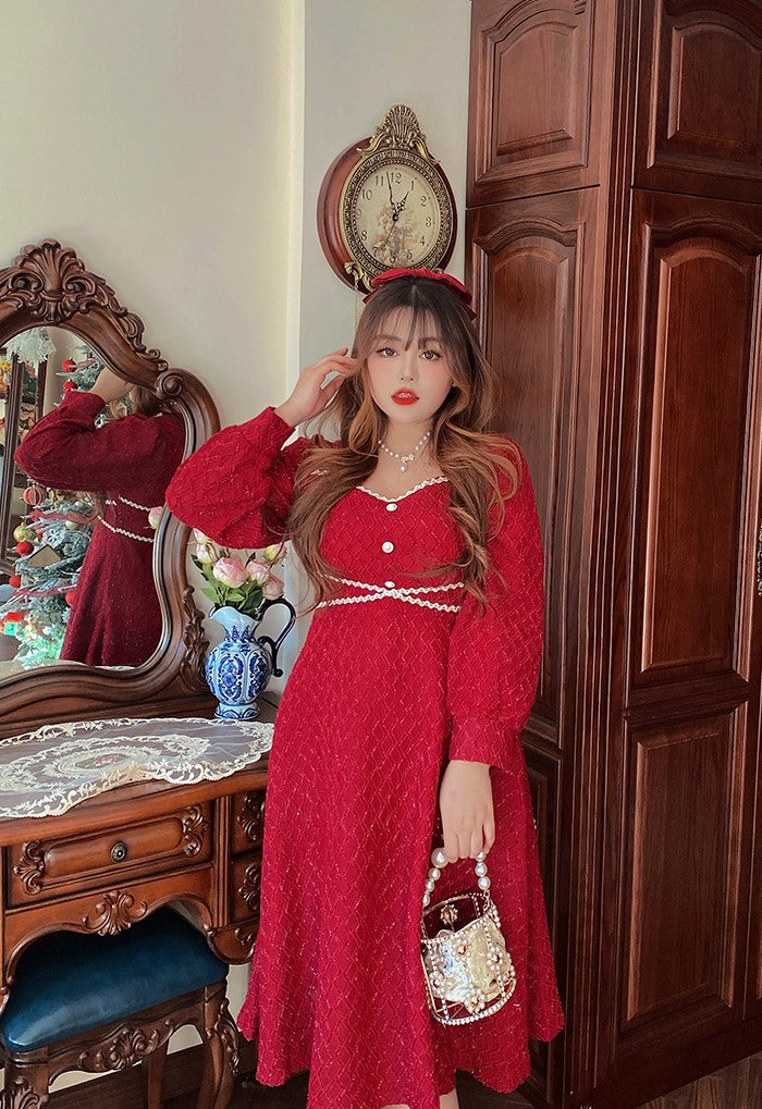 Plus Size Xmas Christmas Holiday Festive Long Red Dress Plus Size Xmas Christmas Holiday Festive Long Red Dress