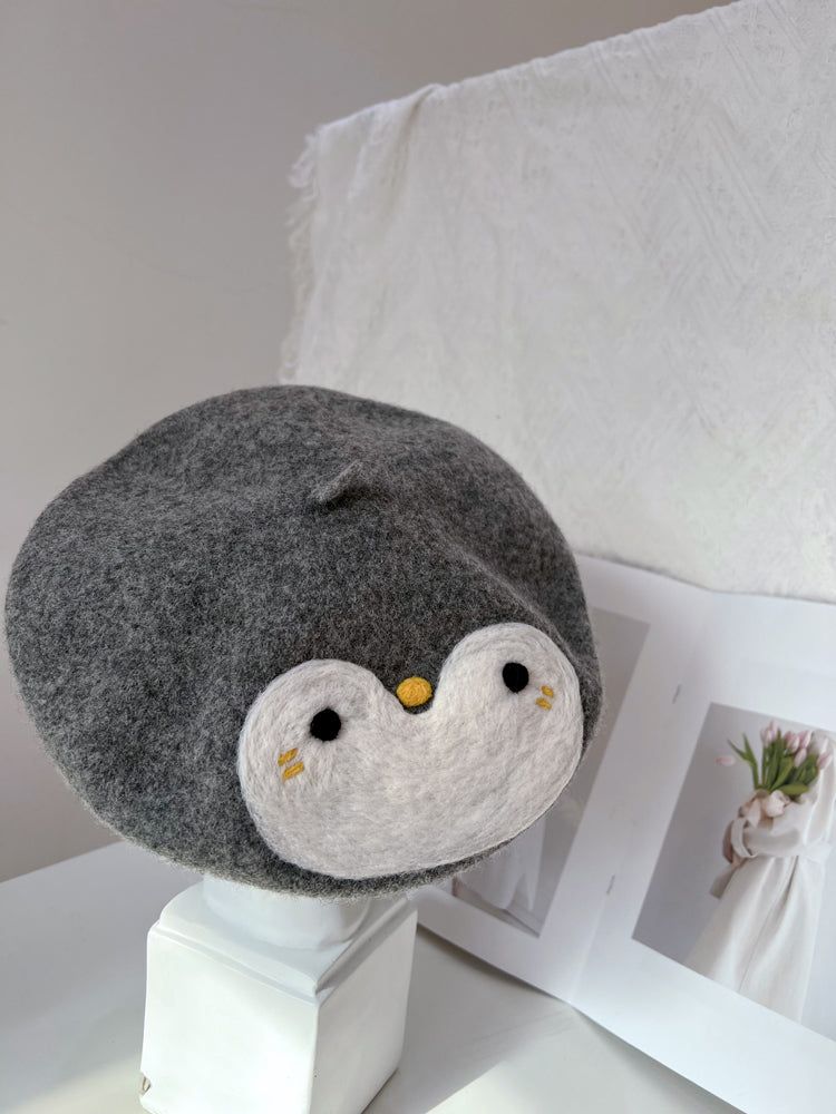 Cute Handmade Penguin Animal Wool Beret Hat