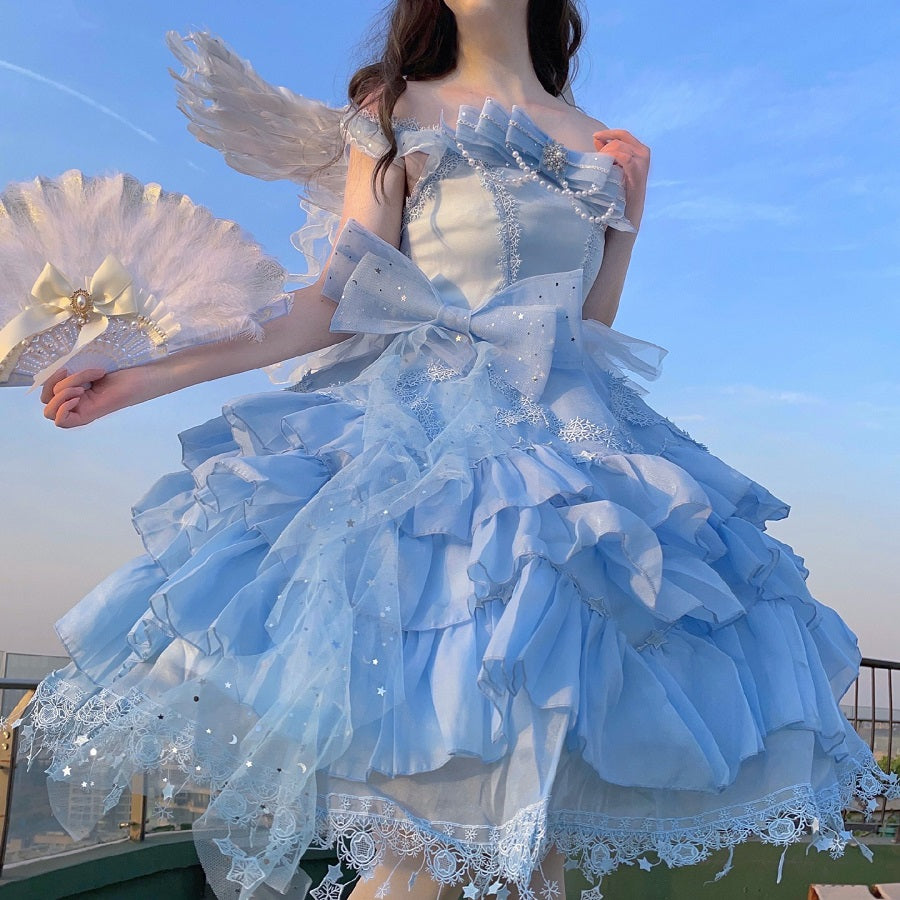 Cinderella Ruffled Princess Snowflake White Blue Dress Sugarplum Store Cinderella Ruffled Princess Snowflake White Blue Dress Sugarplum Store