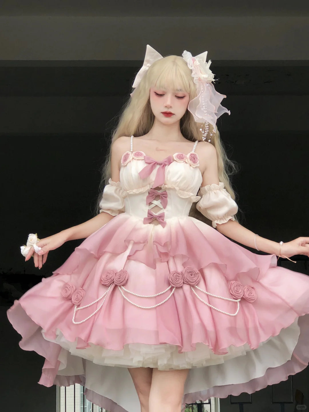 Elsa Lolita Love Goddess PInk Blue Gradient Rose Fairy Prom Dress – Sugarplum Store