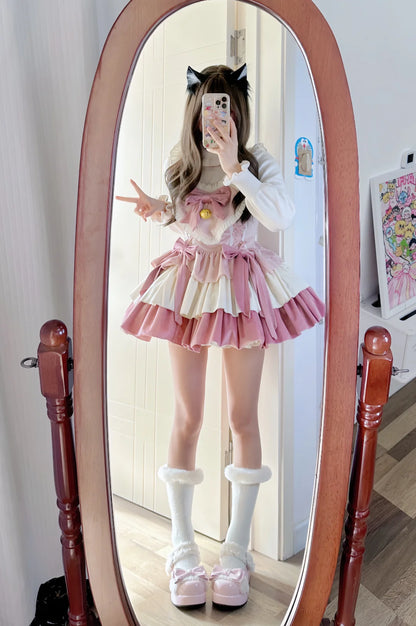 Sakurahime Lolita EGL Pink Heart Cat Girl Strap Dress