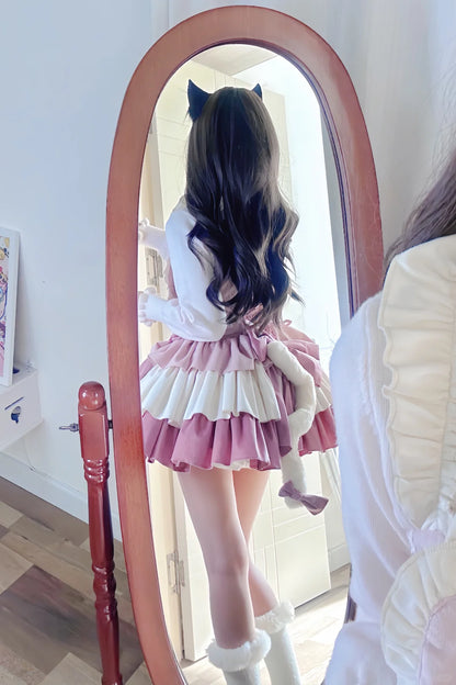 Sakurahime Lolita EGL Pink Heart Cat Girl Strap Dress