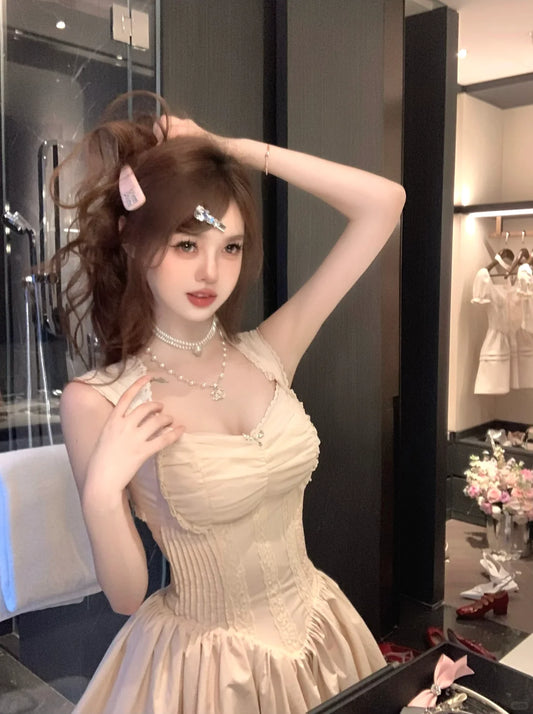 Lazy Girl Moonlight Spring Cream Dress - Sugarplum Store