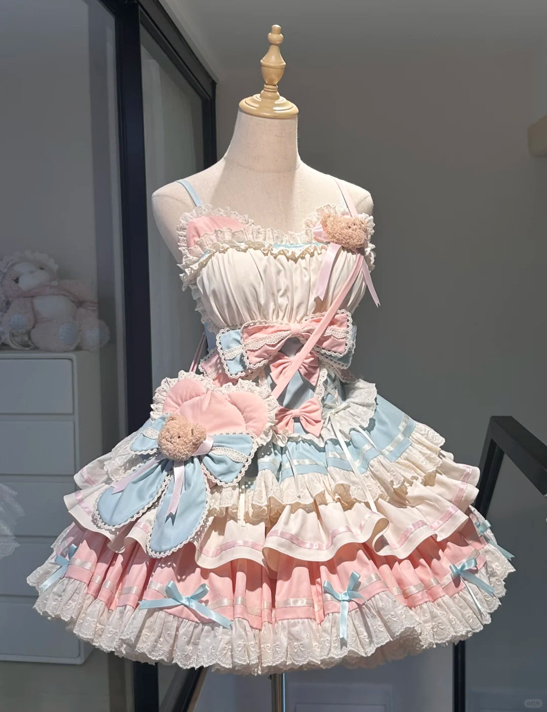Platycodon Girls Chocolate Teddy Bear Idol Pink & Brown Lolita Dress Platycodon Girls Chocolate Teddy Bear Idol Pink & Brown Lolita Dress