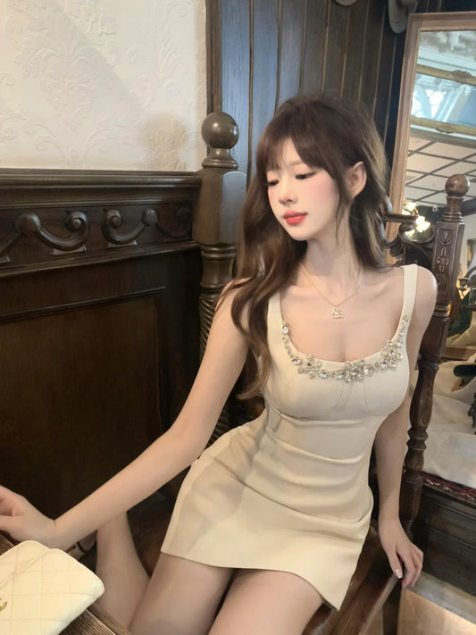 Lazy Girl Moonlight Diamond Cream Dress - Sugarplum Store