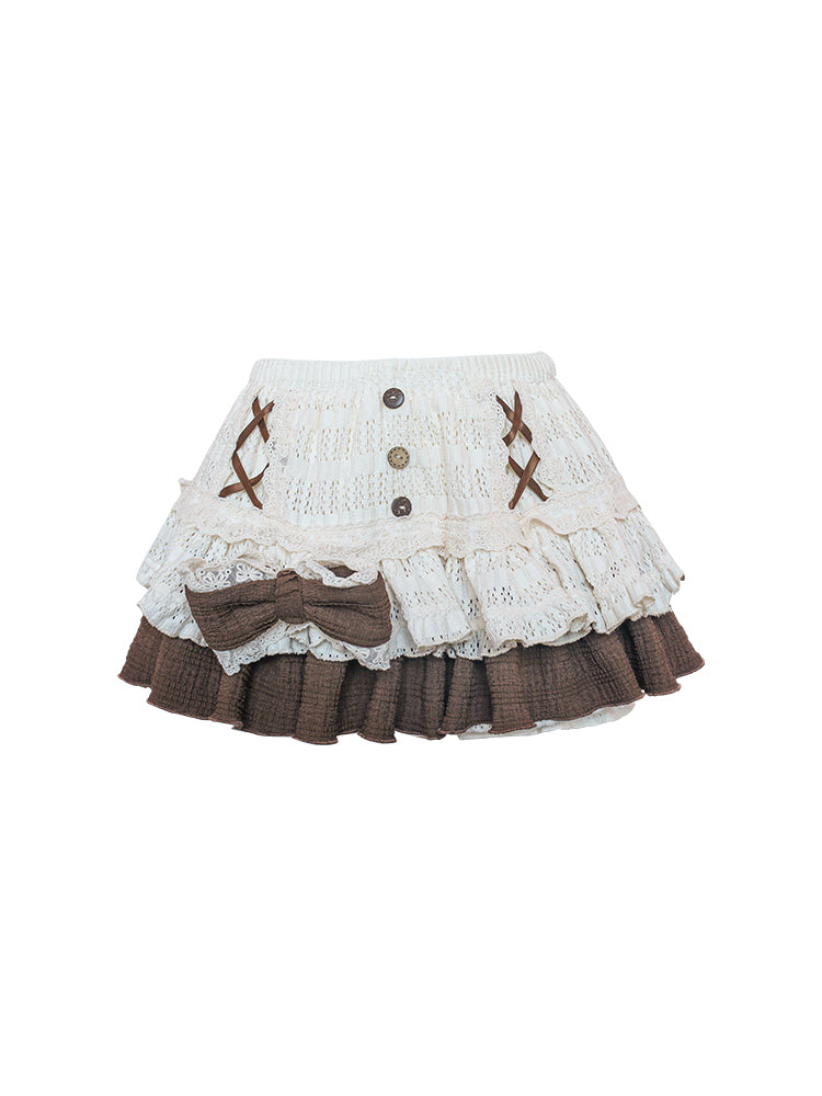 Serendipity Dessert Series Taro Chocolate Cami Purple Cardigan Skirt Three Piece Set