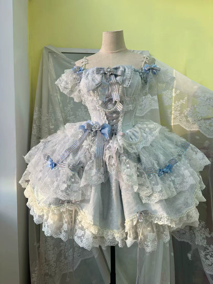 Anna Ball Princess Pink Blue Prom Dress