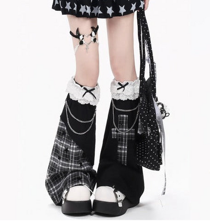 Crazy Girl Hot Girl Y2K Plaid Red Blue Pink White Black Purple Leg Warmers