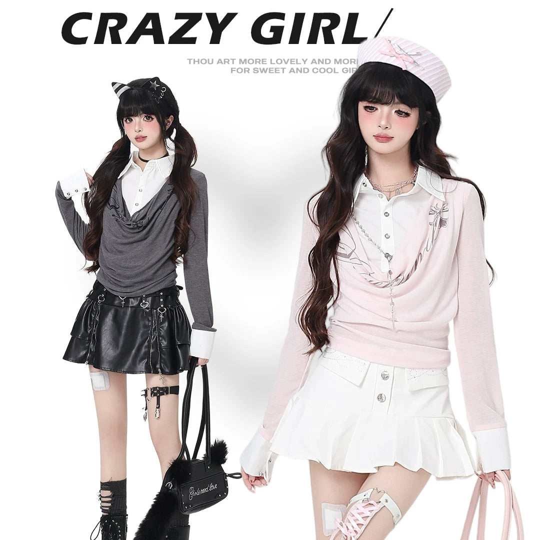 Two models wearing different outfits on a white background.