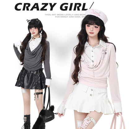 Two models wearing different outfits on a white background.